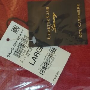 Charter Club Red Cashmere Crewneck Sweater